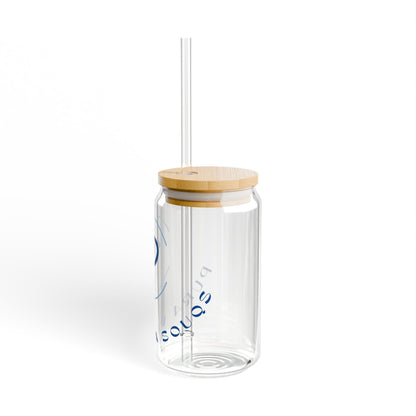 Pura Vida Souqs Sipper Glass – Reusable Drinking Glass with Bamboo Lid & Straw