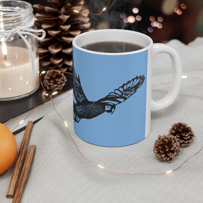 Scarlet Macaw Coffee Mug – Hand-Drawn Costa Rica Wildlife Art, Blue Ceramic Cup