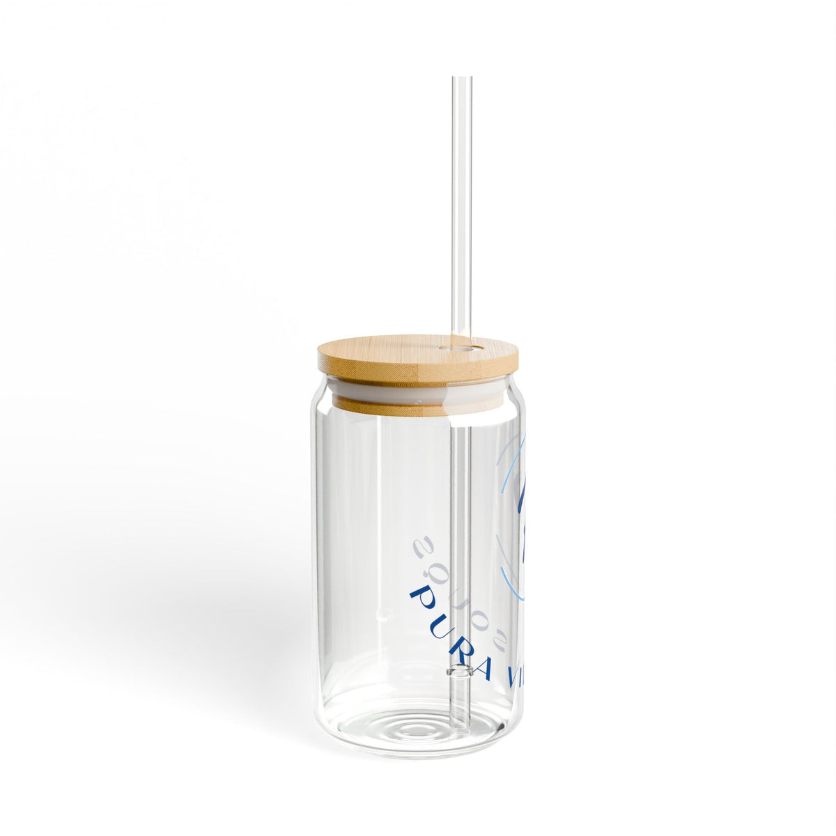 Pura Vida Souqs Sipper Glass – Reusable Drinking Glass with Bamboo Lid & Straw
