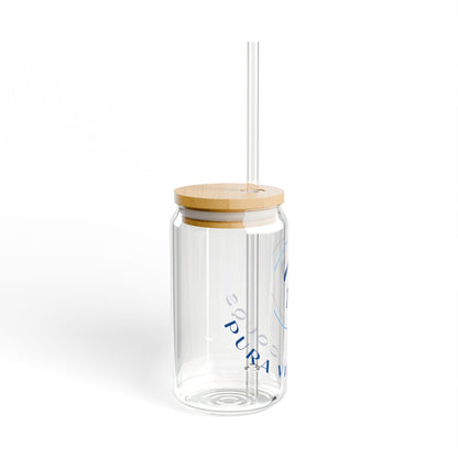 Pura Vida Souqs Sipper Glass – Reusable Drinking Glass with Bamboo Lid & Straw