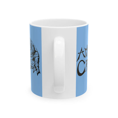 American Crocodile Coffee Mug – Original Hand-Drawn Costa Rica Wildlife Art, Blue Ceramic Cup
