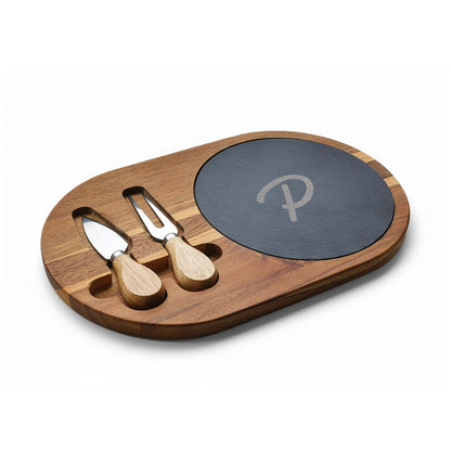 Pura Vida Souqs Acacia Wood & Slate Charcuterie Board – Cheese Serving Set