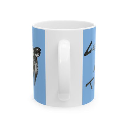 Leatherback Sea Turtle Coffee Mug – Original Hand-Drawn Wildlife Art, Blue Ceramic Cup