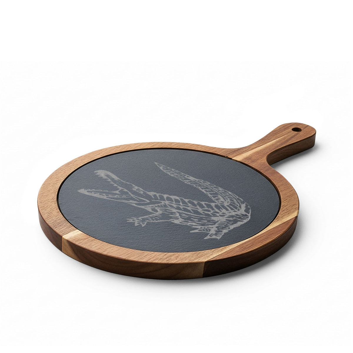 American Crocodile Engraved Acacia Wood Charcuterie Board with Cheese Tools – Costa Rica Wildlife
