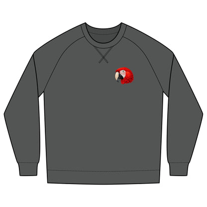 Scarlet Macaw Organic Cotton Sweatshirt | Costa Rica Wildlife