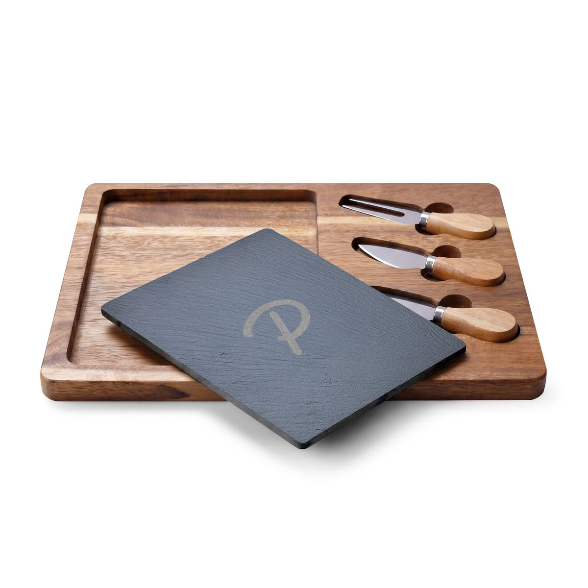 Pura Vida Souqs Acacia Wood & Slate Charcuterie Board – Cheese Serving Set