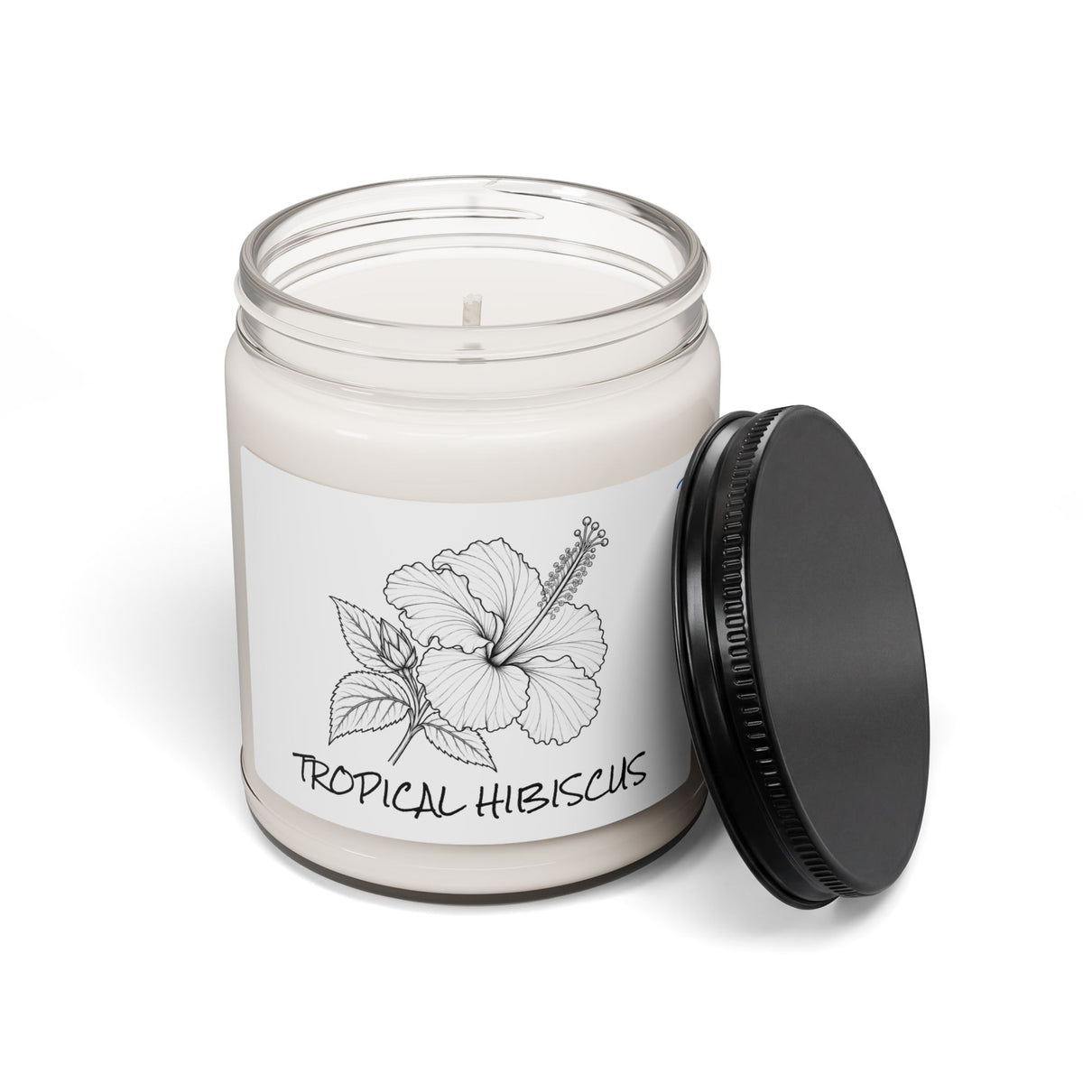 Botanical Soy Wax Candle – Tropical Hibiscus Illustration | Costa Rica Inspired