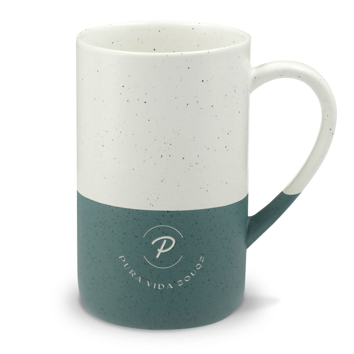 Pura Vida Souqs Ceramic Mug – Minimalist Black & White Coffee Cup