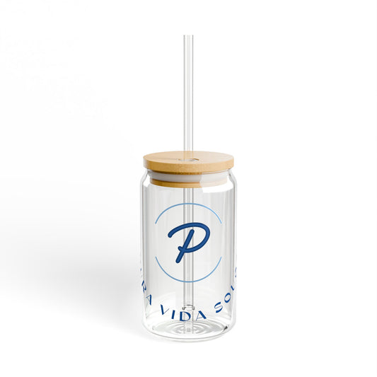 Pura Vida Souqs Sipper Glass – Reusable Drinking Glass with Bamboo Lid & Straw