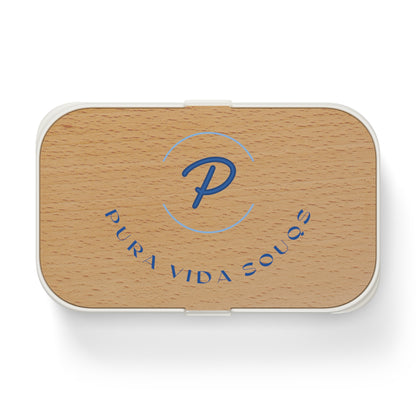 Pura Vida Souqs Bento Lunch Box – Reusable Lunch Container with Wooden Lid
