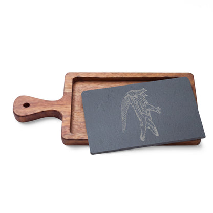 American Crocodile Engraved Acacia Wood Charcuterie Board with Cheese Tools – Costa Rica Wildlife