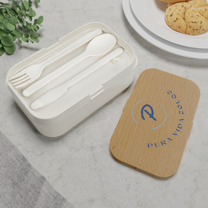 Pura Vida Souqs Bento Lunch Box – Reusable Lunch Container with Wooden Lid