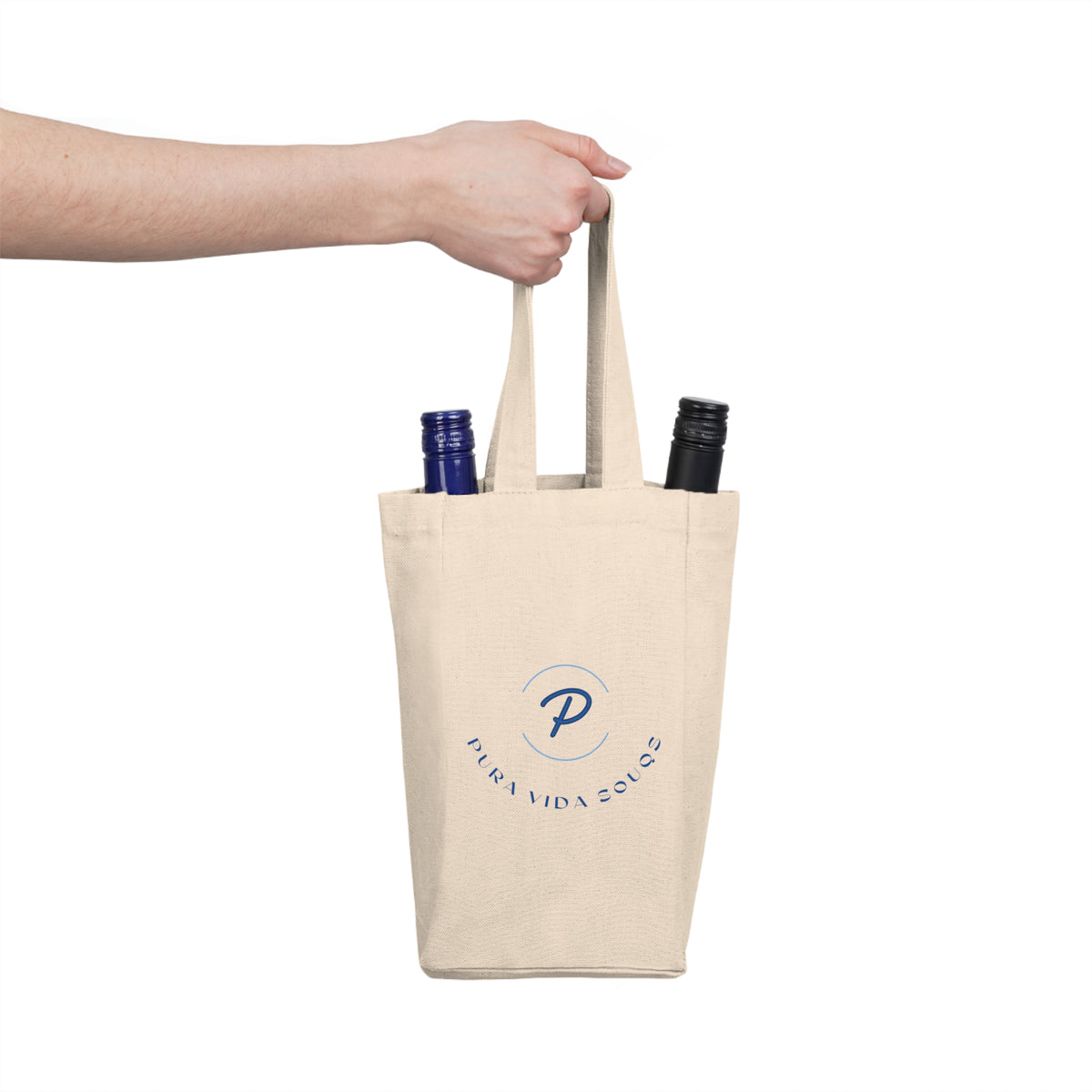 Pura Vida Souqs Double Wine Tote Bag – Reusable Cotton Canvas Wine Carrier