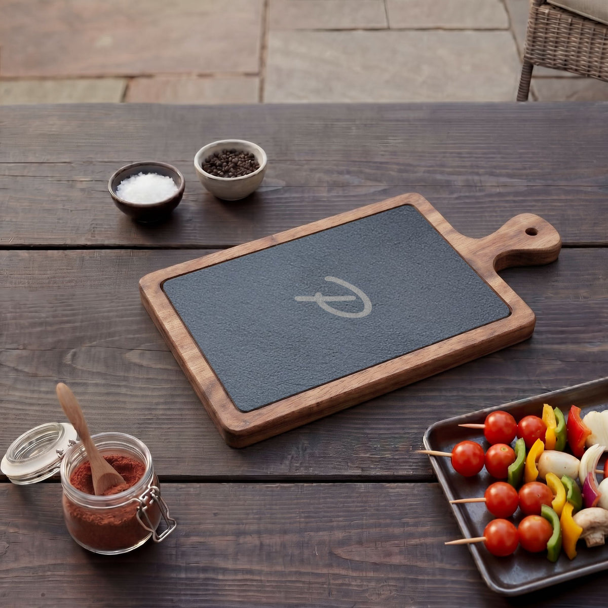 Pura Vida Souqs Acacia Wood & Slate Charcuterie Board – Cheese Serving Set