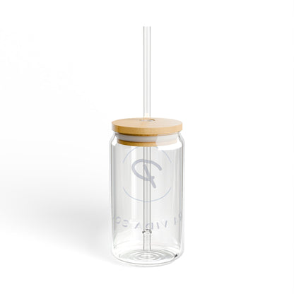 Pura Vida Souqs Sipper Glass – Reusable Drinking Glass with Bamboo Lid & Straw