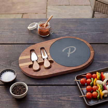 Pura Vida Souqs Acacia Wood & Slate Charcuterie Board – Cheese Serving Set