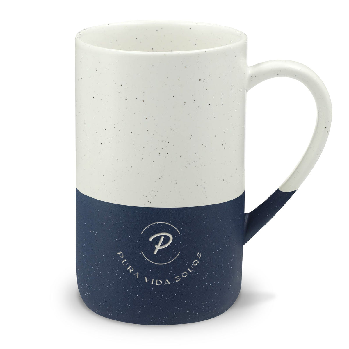 Pura Vida Souqs Ceramic Mug – Minimalist Black & White Coffee Cup