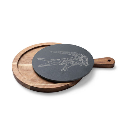 American Crocodile Engraved Acacia Wood Charcuterie Board with Cheese Tools – Costa Rica Wildlife