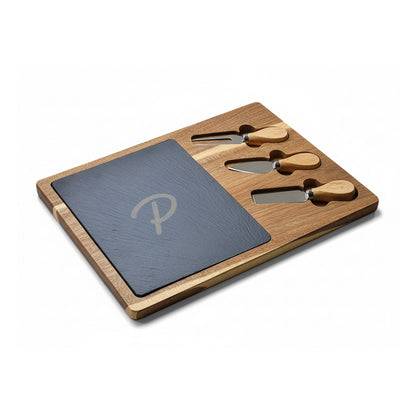 Pura Vida Souqs Acacia Wood & Slate Charcuterie Board – Cheese Serving Set