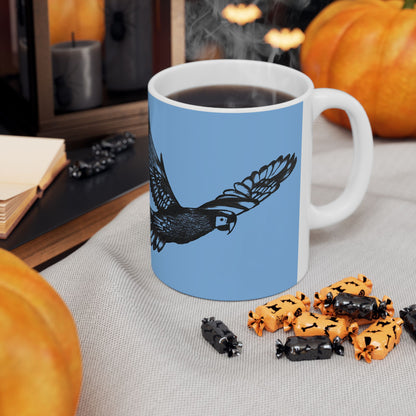 Scarlet Macaw Coffee Mug – Hand-Drawn Costa Rica Wildlife Art, Blue Ceramic Cup