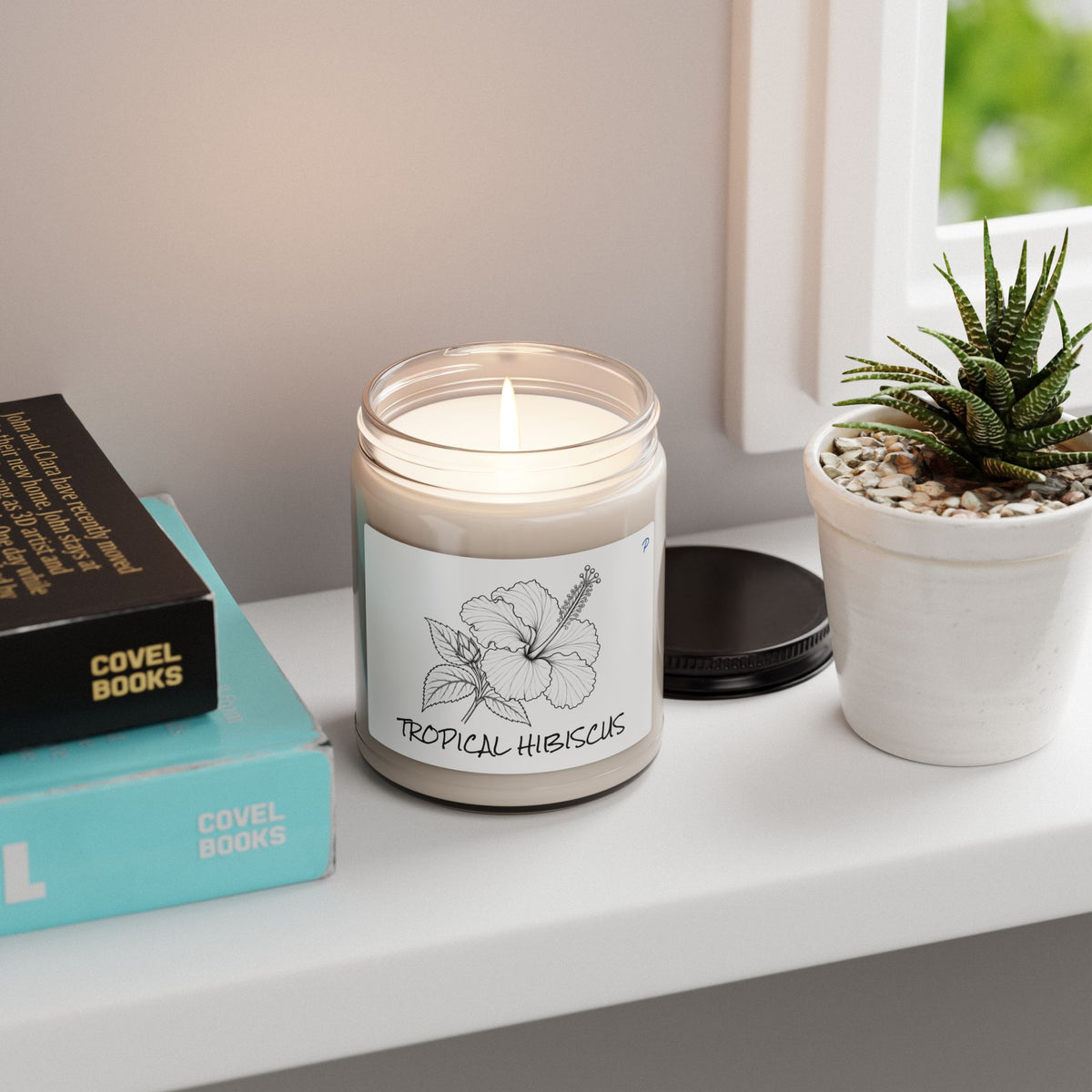 Botanical Soy Wax Candle – Tropical Hibiscus Illustration | Costa Rica Inspired