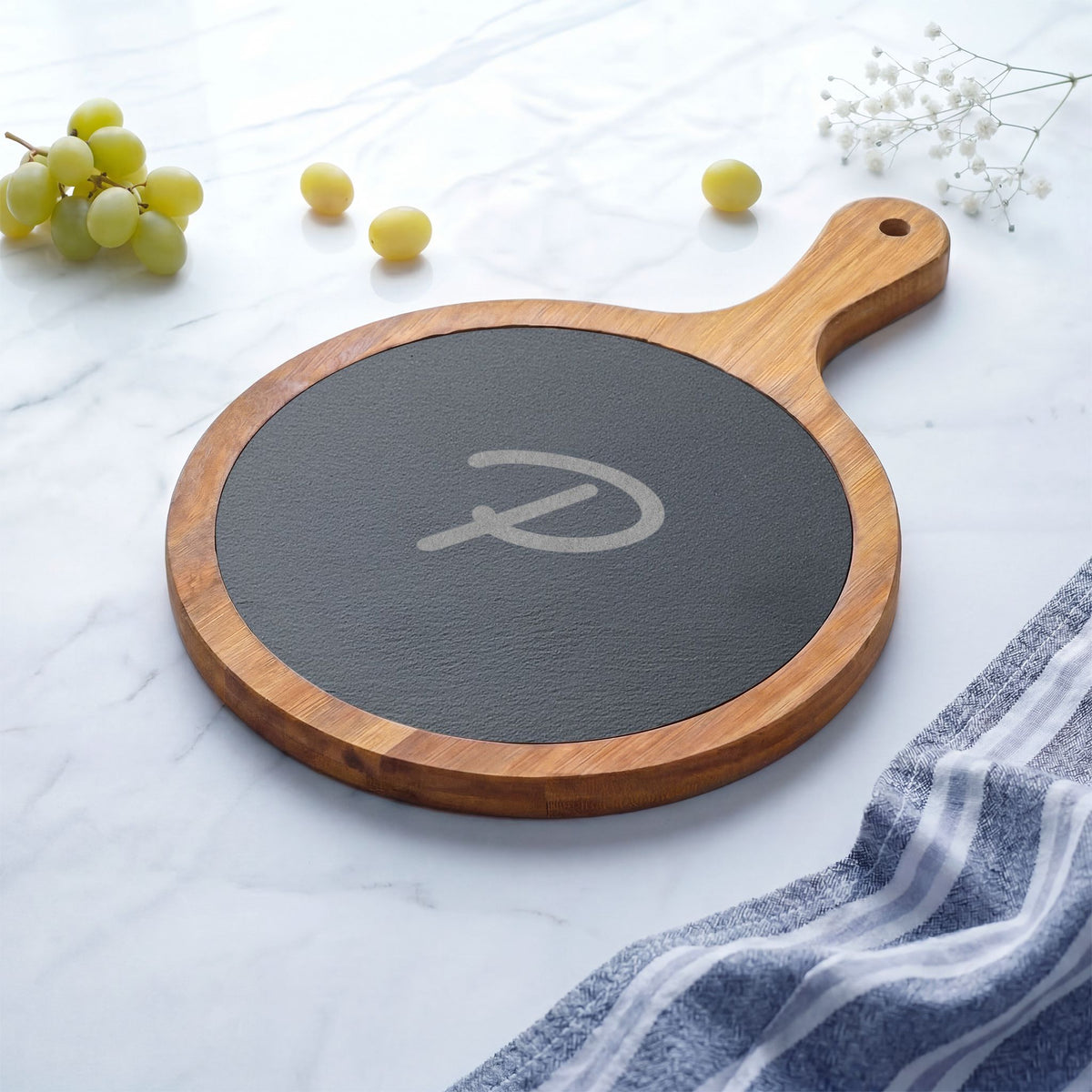 Pura Vida Souqs Acacia Wood & Slate Charcuterie Board – Cheese Serving Set