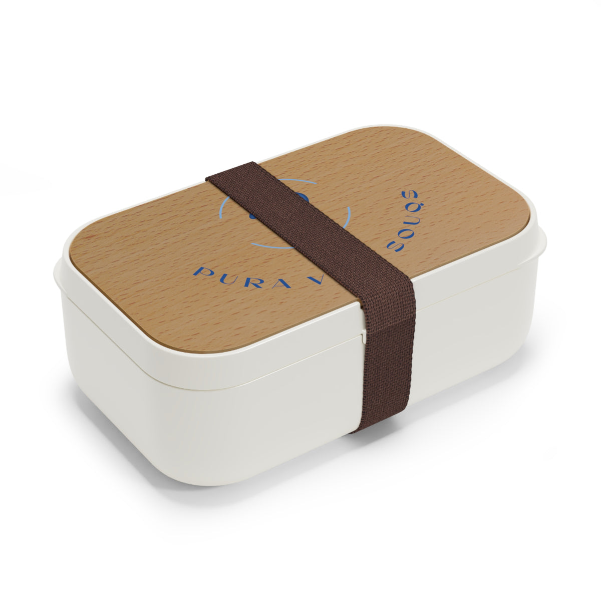 Pura Vida Souqs Bento Lunch Box – Reusable Lunch Container with Wooden Lid