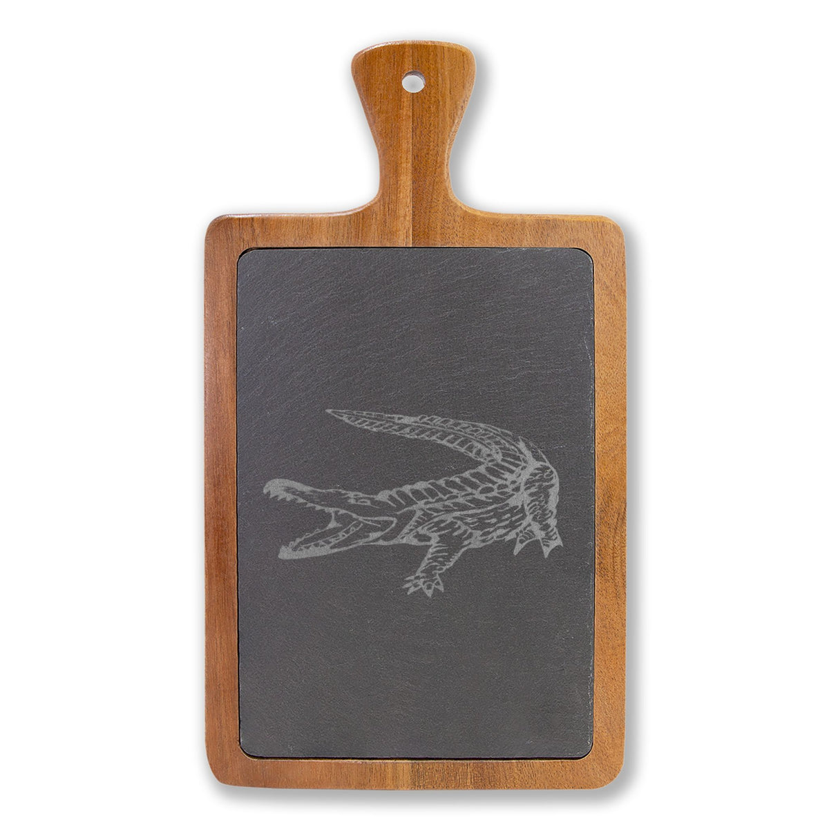American Crocodile Engraved Acacia Wood Charcuterie Board with Cheese Tools – Costa Rica Wildlife