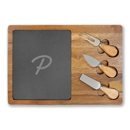 Pura Vida Souqs Acacia Wood & Slate Charcuterie Board – Cheese Serving Set