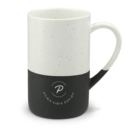 Pura Vida Souqs Ceramic Mug – Minimalist Black & White Coffee Cup