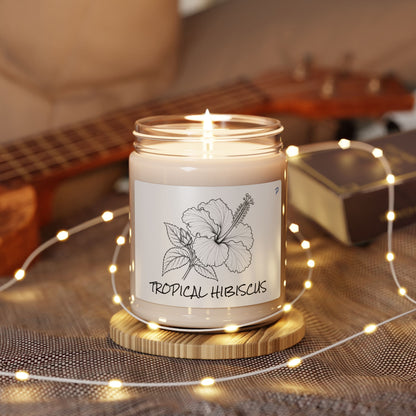 Botanical Soy Wax Candle – Tropical Hibiscus Illustration | Costa Rica Inspired