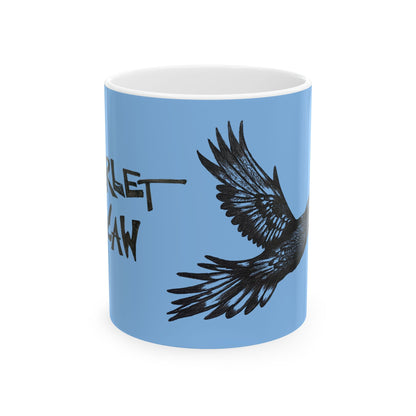 Scarlet Macaw Coffee Mug – Hand-Drawn Costa Rica Wildlife Art, Blue Ceramic Cup