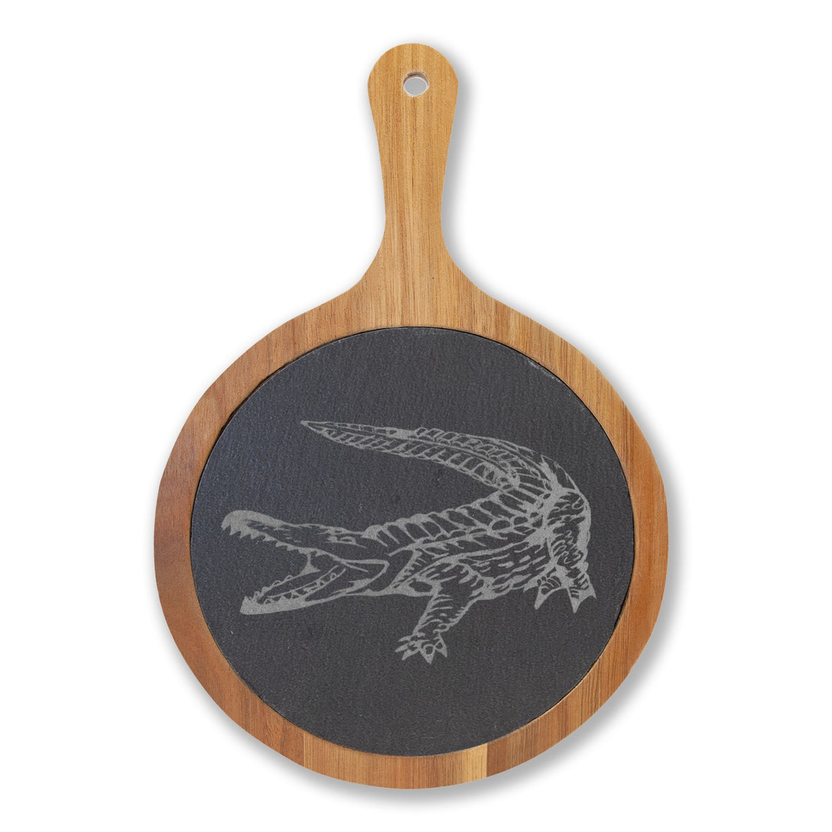 American Crocodile Engraved Acacia Wood Charcuterie Board with Cheese Tools – Costa Rica Wildlife