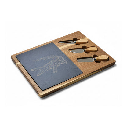 American Crocodile Engraved Acacia Wood Charcuterie Board with Cheese Tools – Costa Rica Wildlife