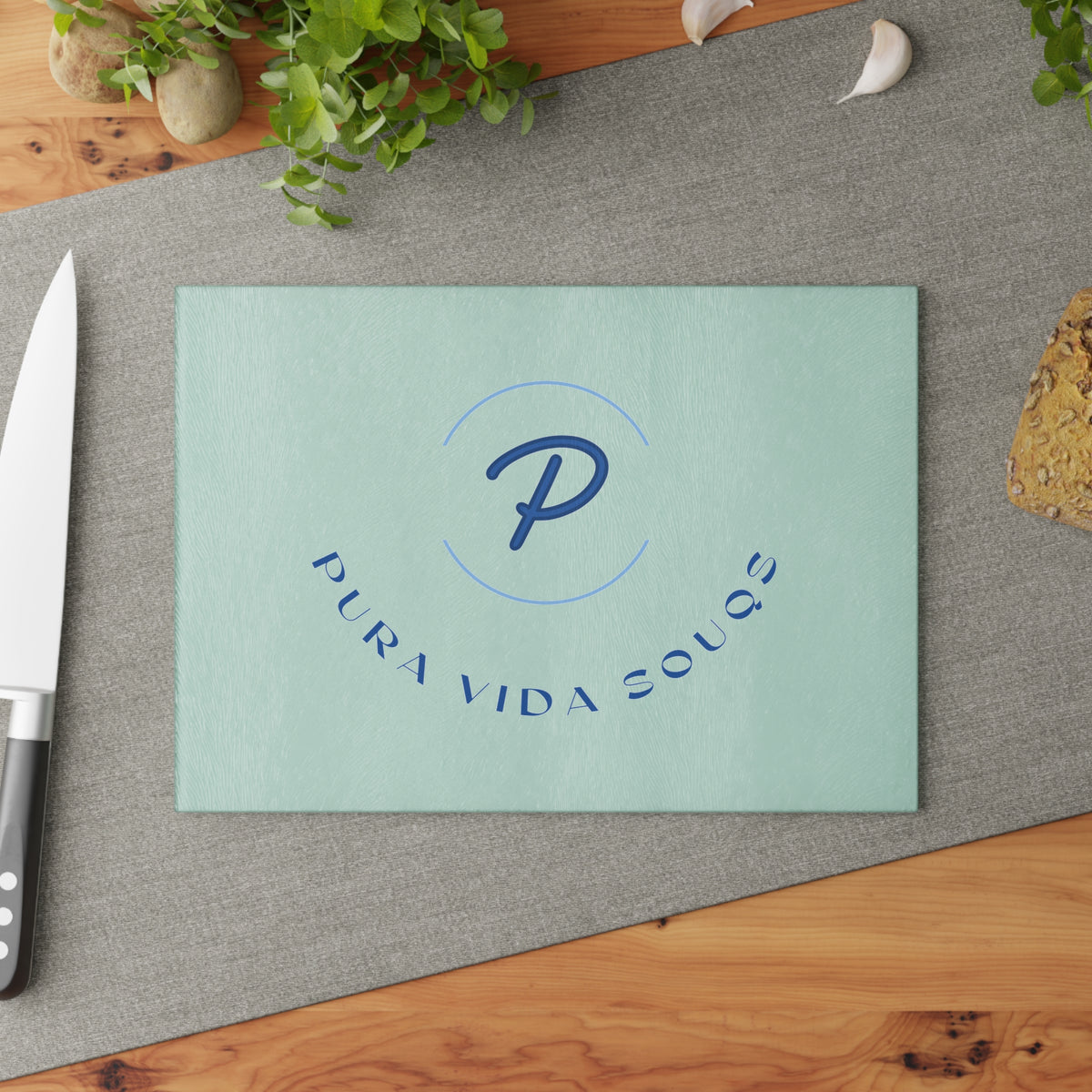Pura Vida Souqs Glass Cutting Board – Minimalist Kitchen Decor